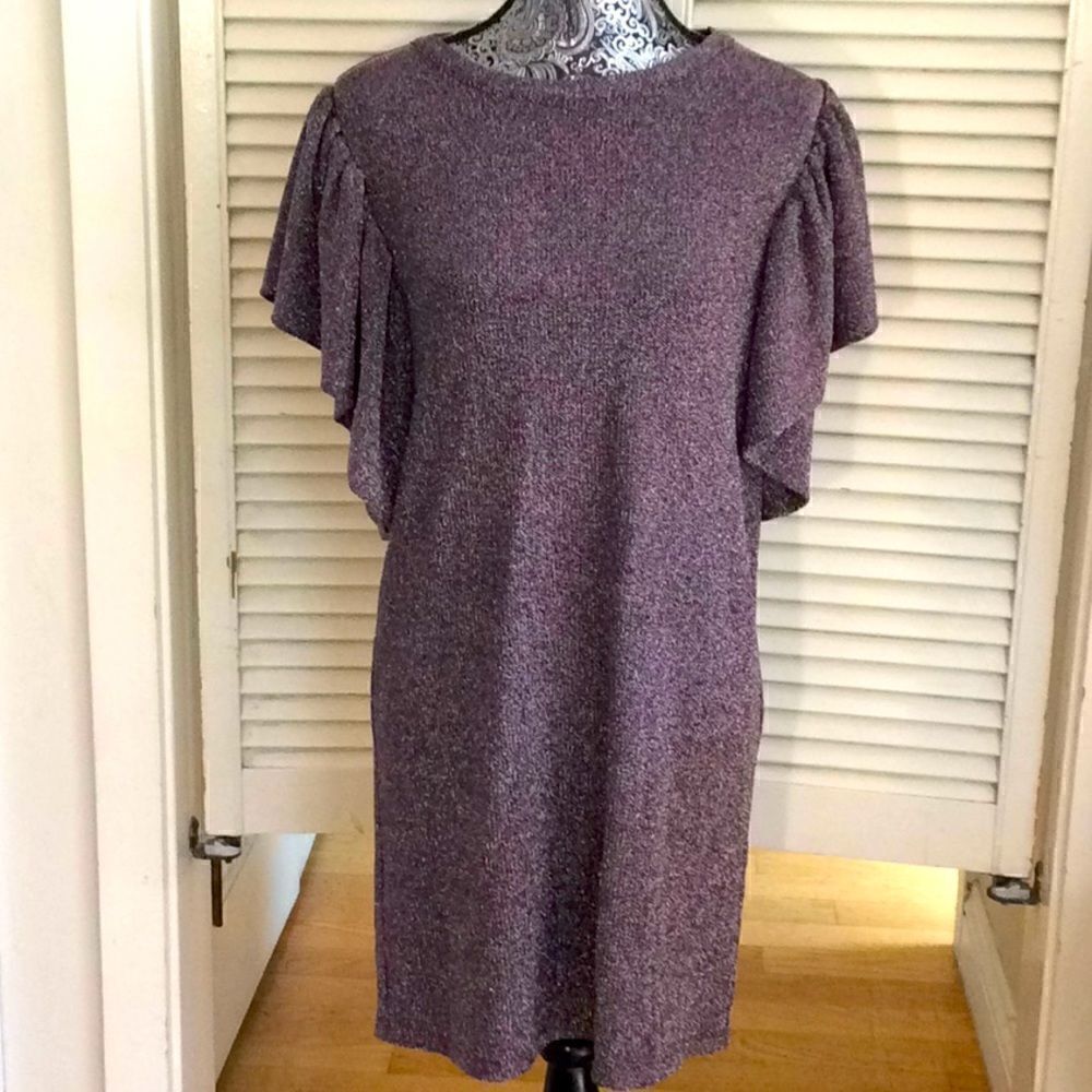 Showstopping Dress Ruffle Sleeve Pink Sparkler! XS